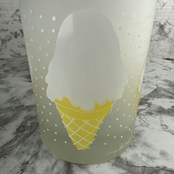Vintage Mid Century Georges Briard Ice Cream Cone Frosted Glasses Set of 4 - Picture 6 of 13